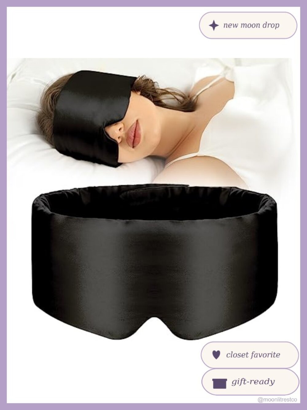 100% Mulberry Silk Sleep Mask Eye Mask Adjustable Band Blackout Side Sleeper